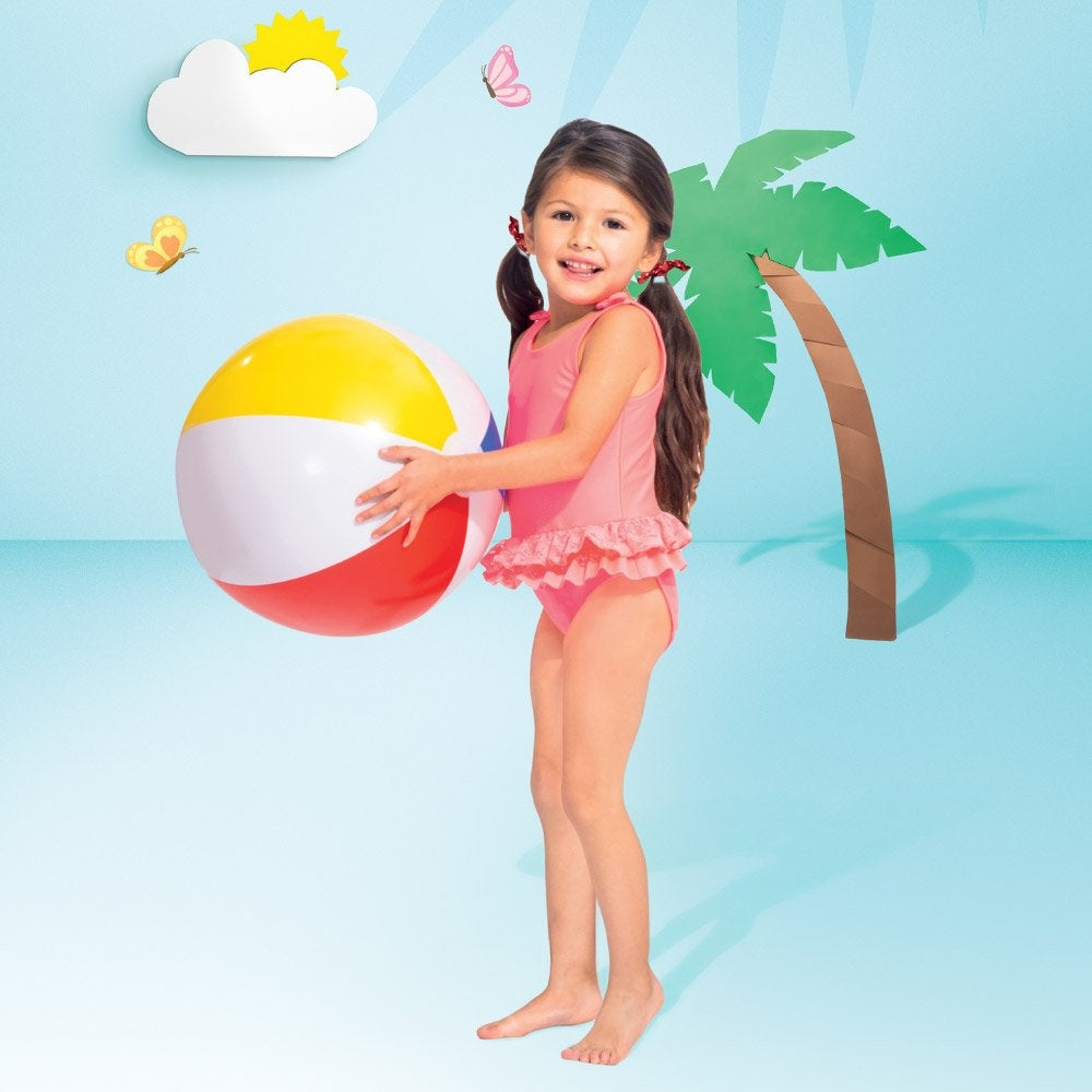 INTEX 20in Glossy Panel Beach Ball – Classic Multi-Color Inflatable Ball for Backyard & Beach Games - Image 3