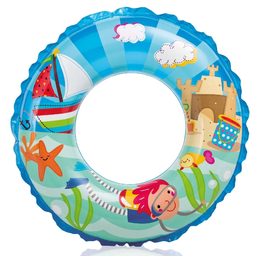 INTEX Transparent Swim Ring Float – Clear Inflatable Pool Tube with High-Contrast Geometric Designs - Image 2