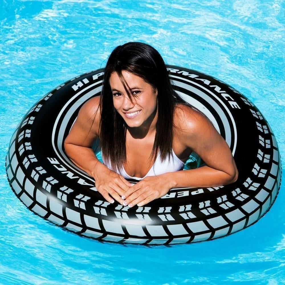 INTEX Radial Tire Inflatable Tube – Heavy-Duty Rubber-Look Swim Ring for Rugged Water Play - Image 2