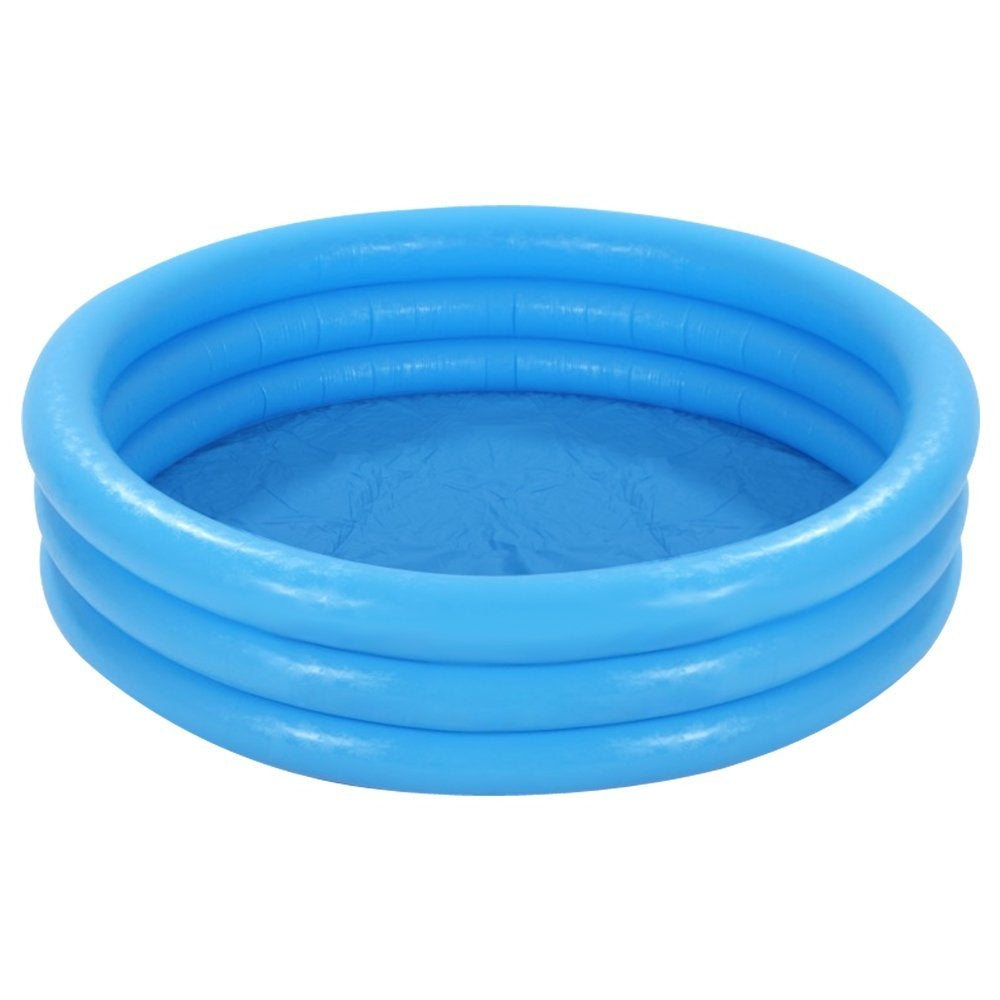 INTEX 3-Ring Crystal Wading Pool – Classic Tri-Color Inflatable Backyard Pool for Kids