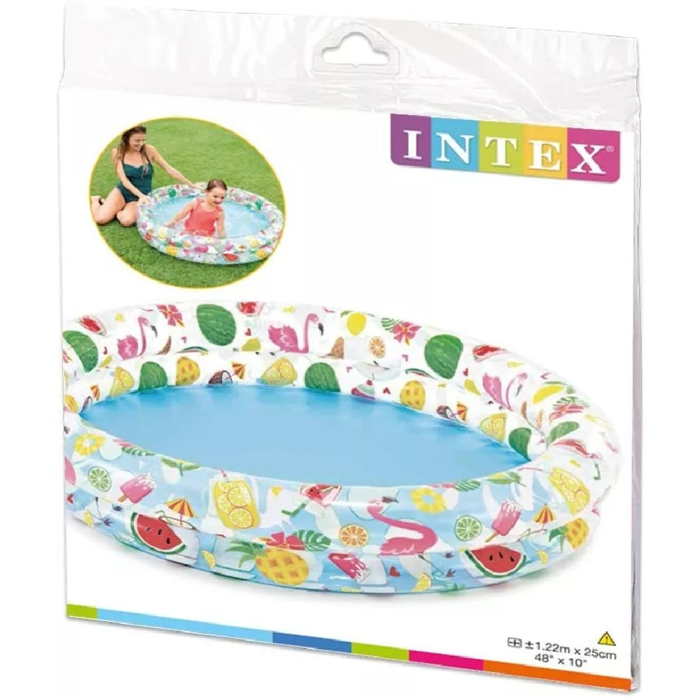 INTEX 2-Ring Fruity Kiddie Pool – Compact Watermelon/Pineapple Graphic Wading Pool for Supervised Play - Image 2