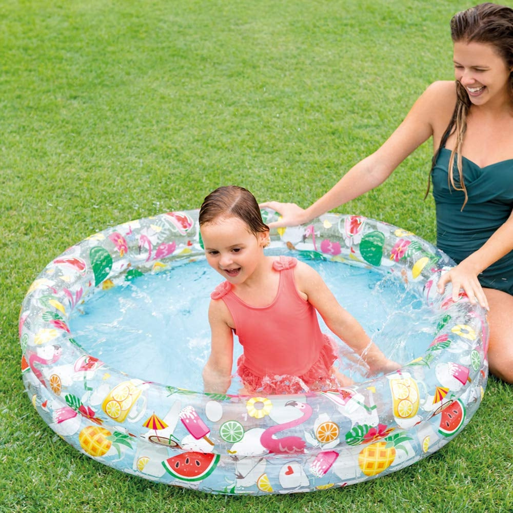 INTEX 2-Ring Fruity Kiddie Pool – Compact Watermelon/Pineapple Graphic Wading Pool for Supervised Play - Image 3
