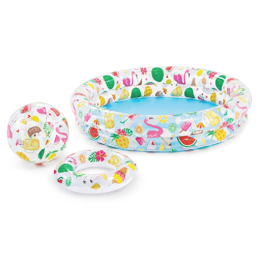 INTEX Just So Fruity Inflatable Pool Set (Pack of 3) – Assorted Vibrant Fruit Graphic Wading Pools for Kids
