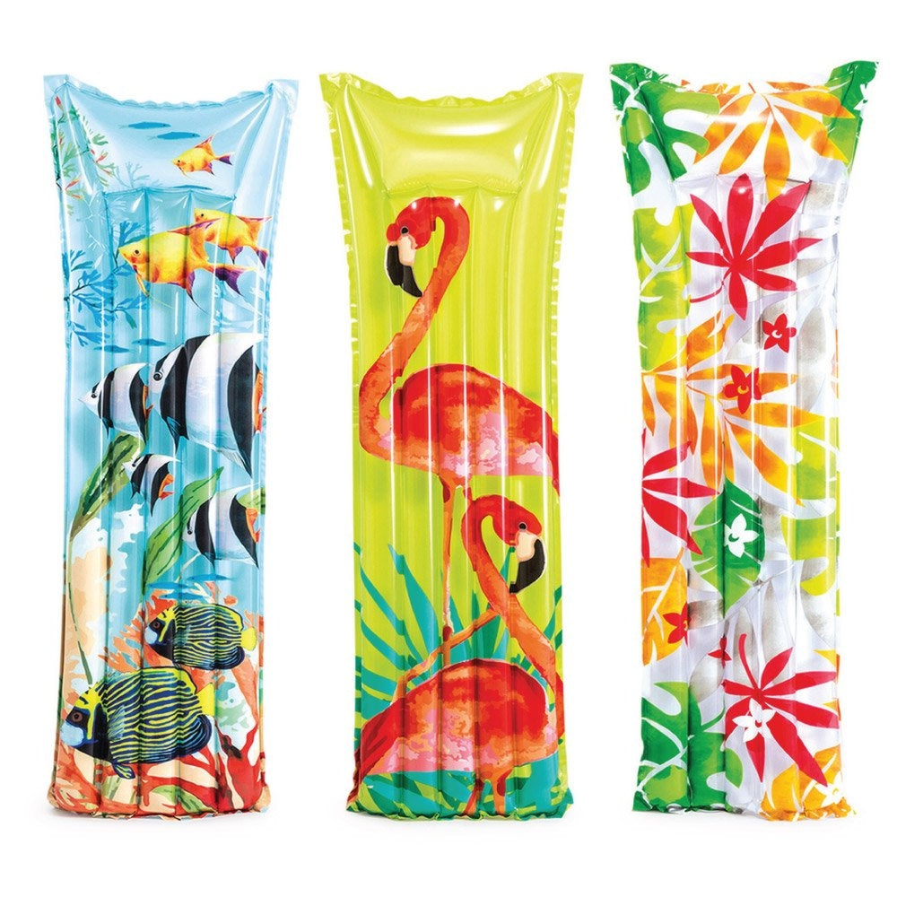 INTEX Transparent Fashion Air Mats (3-Pack) – Coil-Beam Support Inflatable Pool Mattresses in Assorted Colors