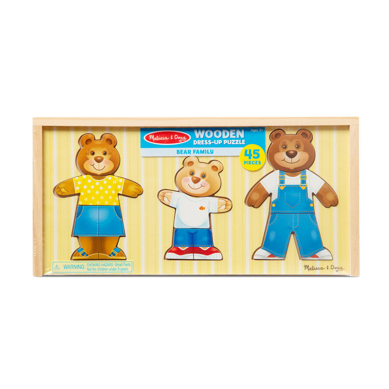 SMD _MELISSA & DOUG _SPIN MASTER Wooden Bear Family Dress-Up Puzzle