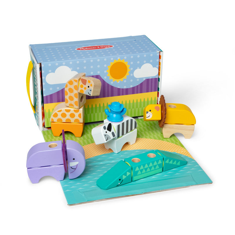 SMD _MELISSA & DOUG _SPIN MASTER Melissa & Doug Blockables Safari Snap And Play, Mix And Match Connectable Wooden Building Blocks Play Set Toy for Preschool Boys And Girls (34 Pcs) - FSC Certified - Image 2
