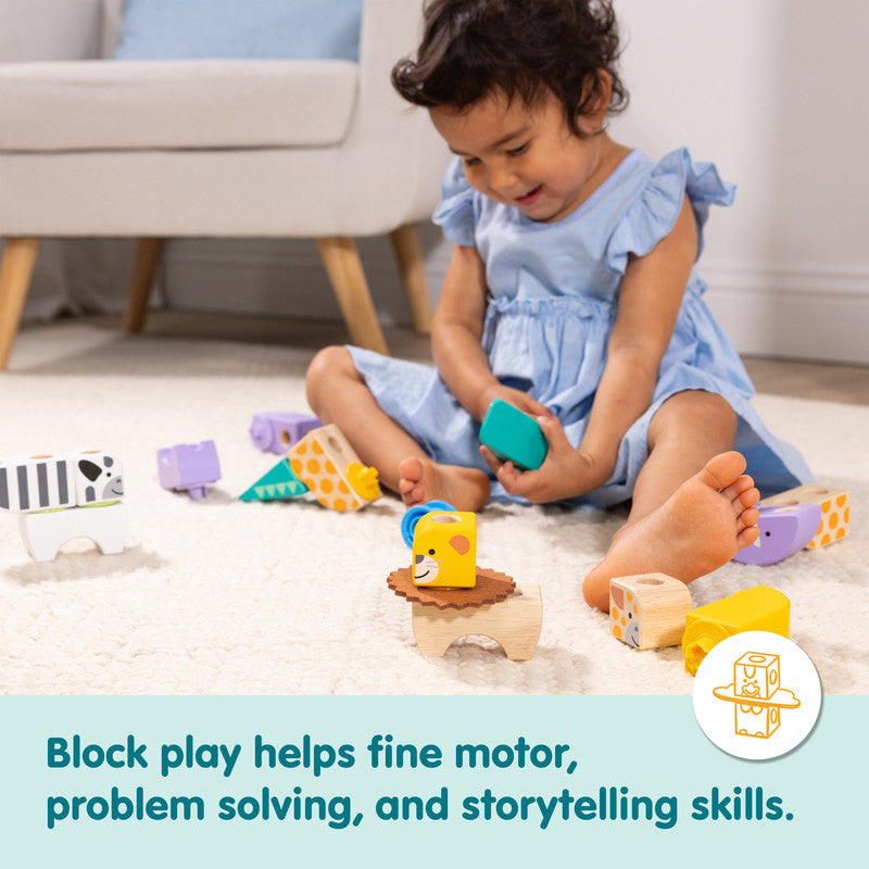 SMD _MELISSA & DOUG _SPIN MASTER Melissa & Doug Blockables Safari Snap And Play, Mix And Match Connectable Wooden Building Blocks Play Set Toy for Preschool Boys And Girls (34 Pcs) - FSC Certified - Image 5