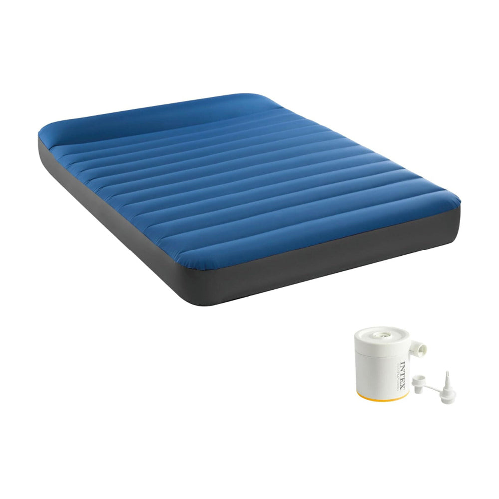 INTEX Full Size Dura-Beam TPU Camping Mat – Puncture-Resistant Inflatable Sleeping Pad with Battery Air Pump