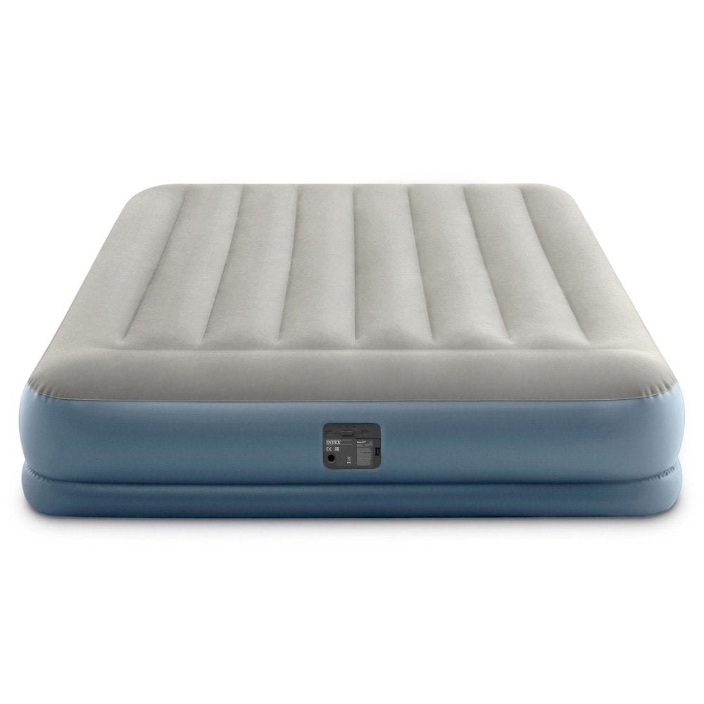 INTEX Queen Pillow Rest Mid-Rise Airbed – 12in High Inflatable Guest Mattress with Built-in AC Electric Pump - Image 2