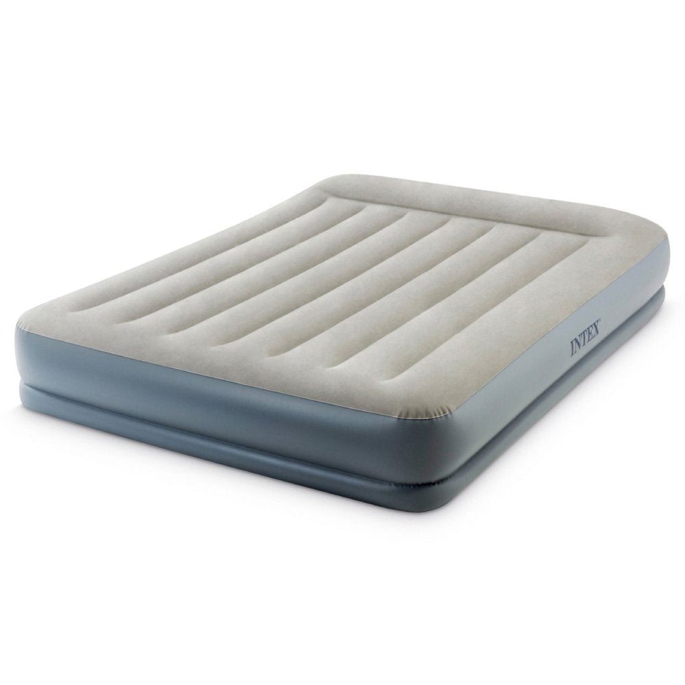 INTEX Queen Pillow Rest Mid-Rise Airbed – 12in High Inflatable Guest Mattress with Built-in AC Electric Pump - Image 3