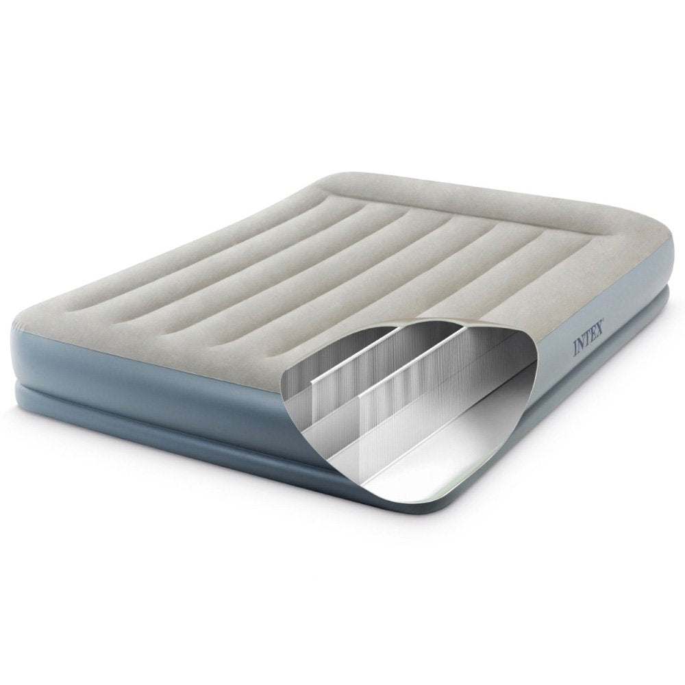 INTEX Queen Pillow Rest Mid-Rise Airbed – 12in High Inflatable Guest Mattress with Built-in AC Electric Pump - Image 5