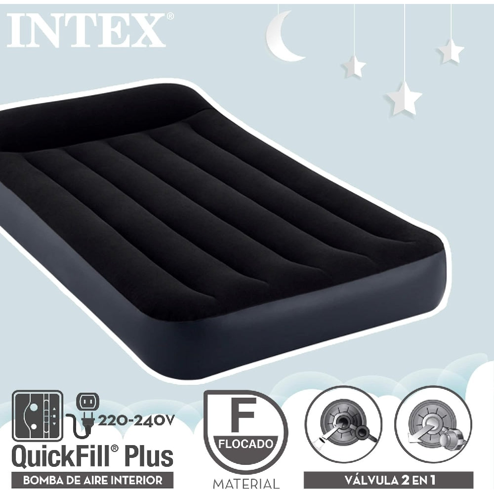 INTEX Twin Pillow Rest Classic Airbed – Durable Fiber-Tech 10in Inflatable Mattress with Built-in Electric Pump - Image 5
