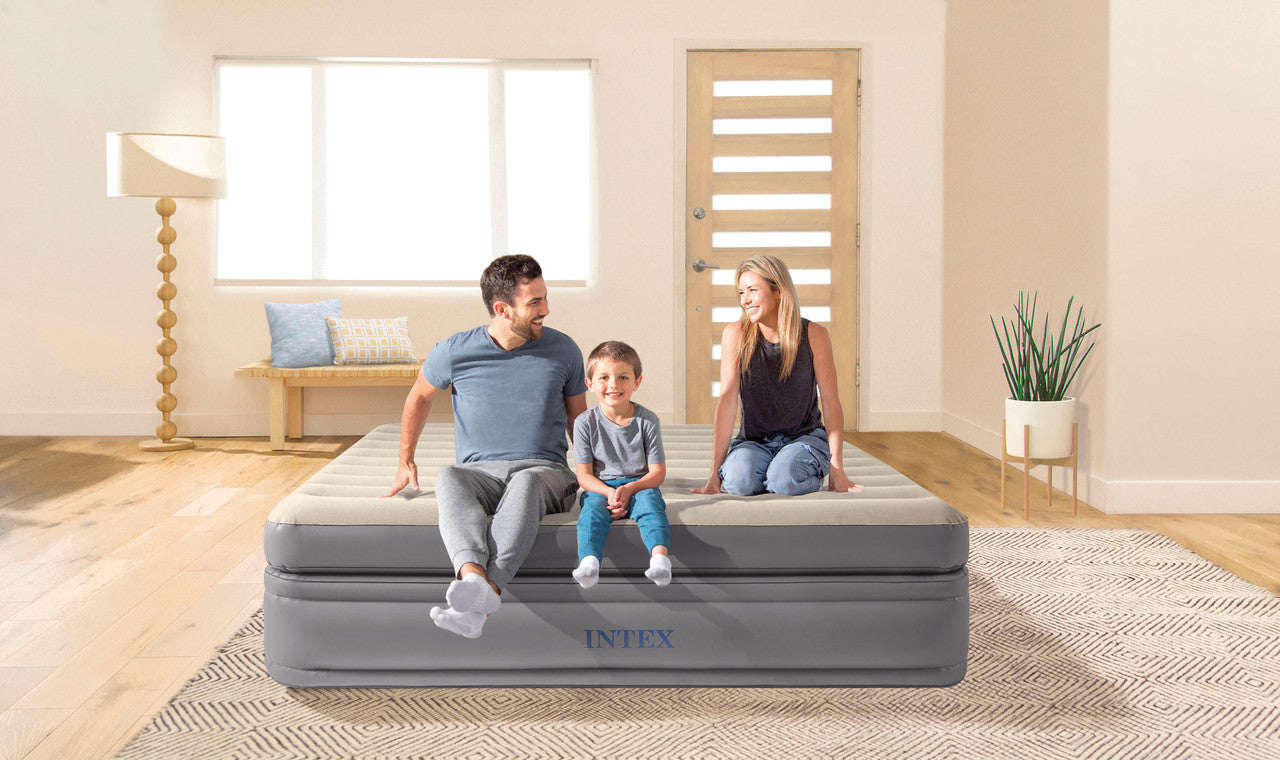 INTEX Queen Comfort Elevated Airbed – 16in High Raised Inflatable Mattress with Built-in Electric Pump (13+) - Image 4