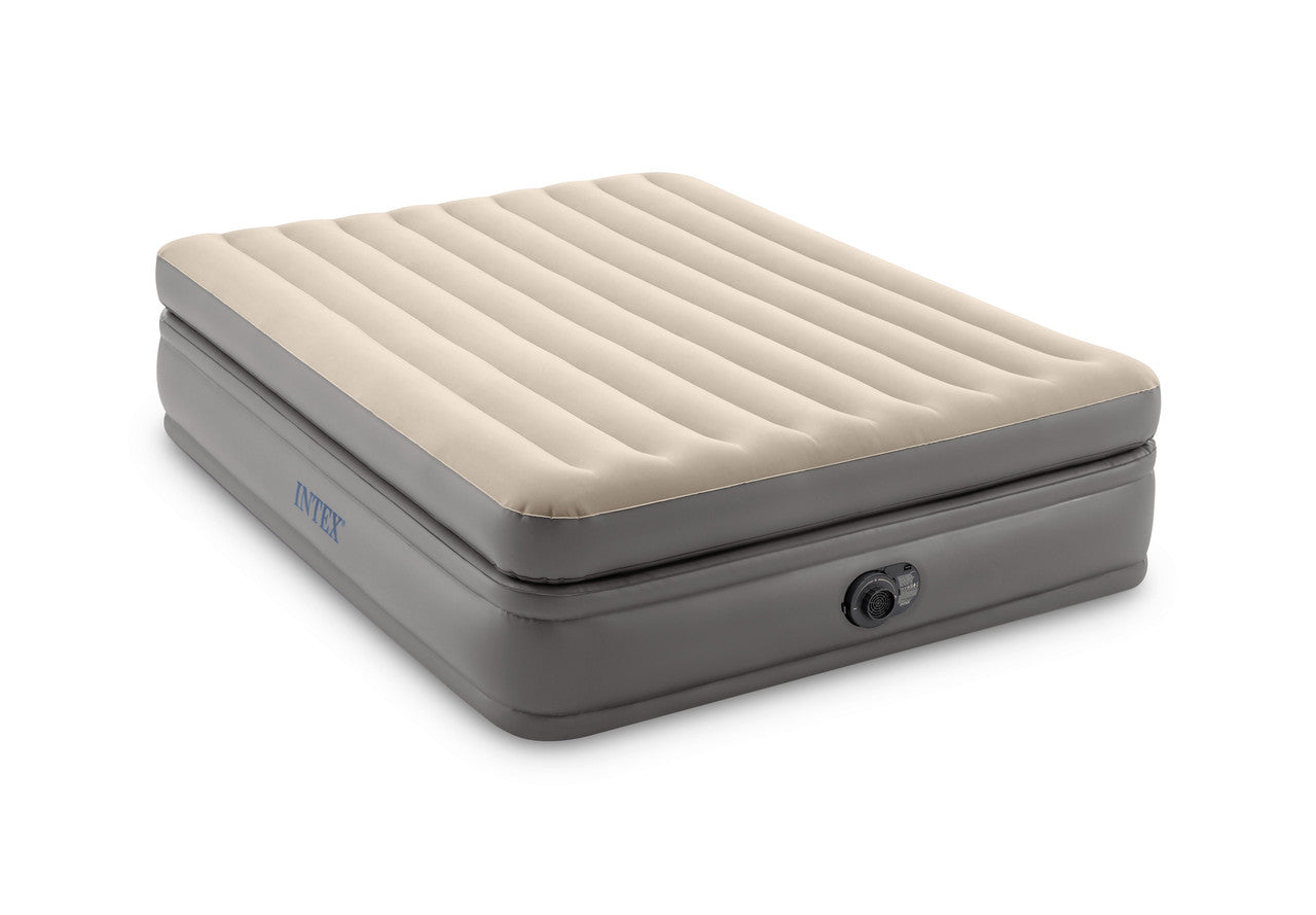 INTEX Queen Comfort Elevated Airbed – 16in High Raised Inflatable Mattress with Built-in Electric Pump (13+)