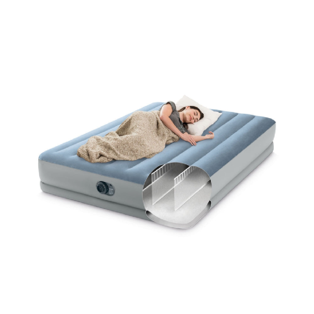 INTEX Queen Mid-Rise Comfort Airbed – Fiber-Tech 14in Elevated Inflatable Guest Bed with Built-in Electric Pump - Image 4