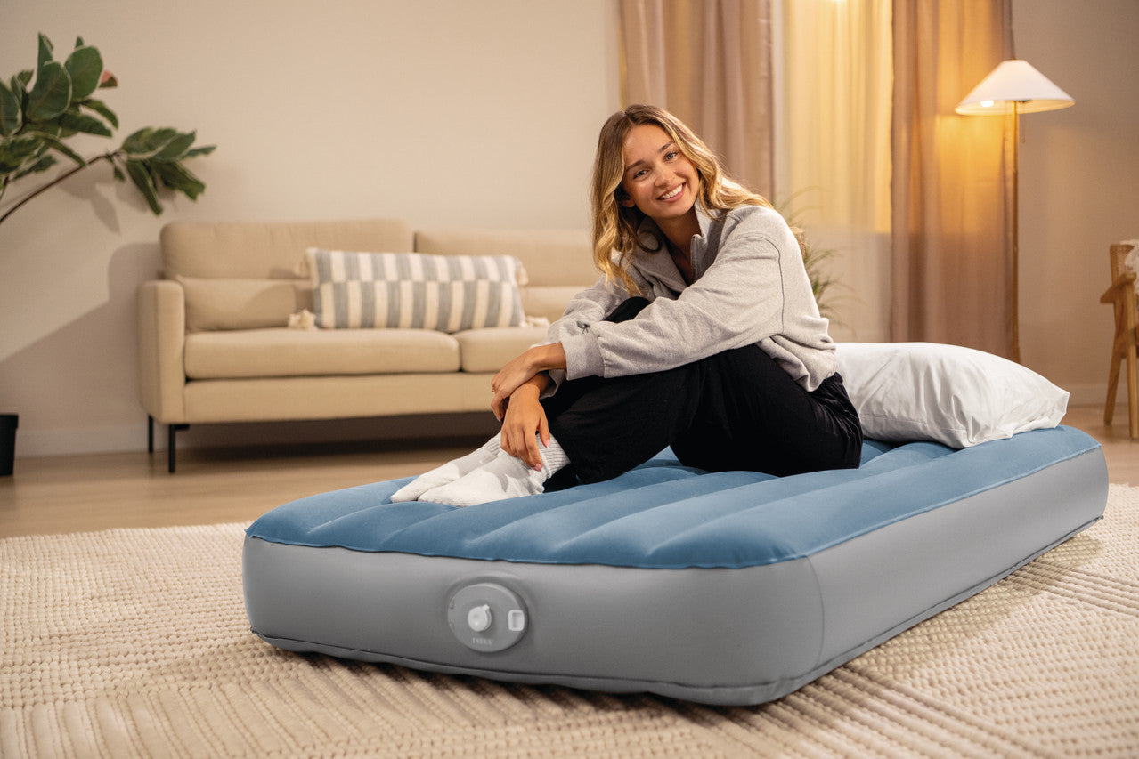 INTEX Twin Dura-Beam Prestige Downy Airbed – 10in Fiber-Tech Inflatable Mattress with Built-in AC Electric Pump - Image 3