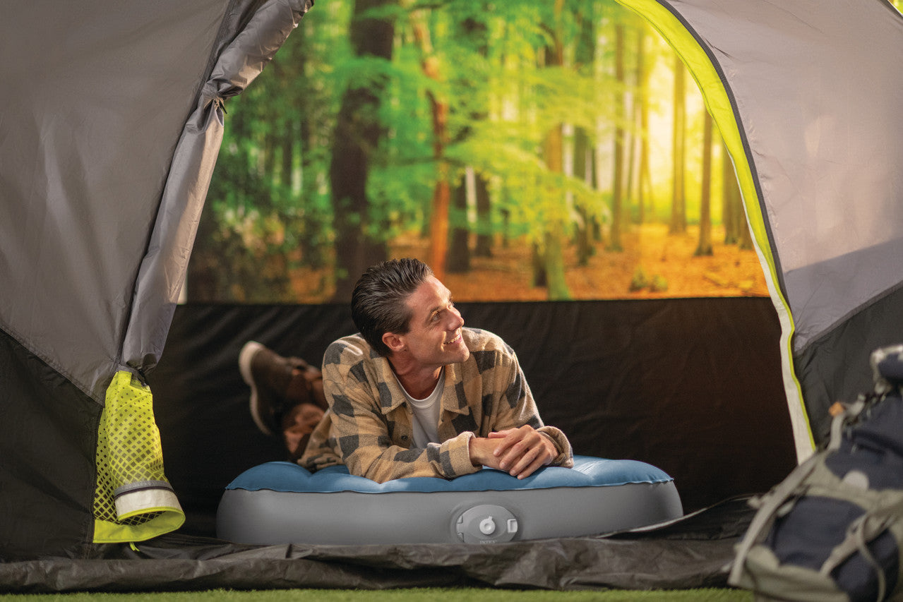 INTEX Twin Dura-Beam Prestige Downy Airbed – 10in Fiber-Tech Inflatable Mattress with Built-in AC Electric Pump - Image 4