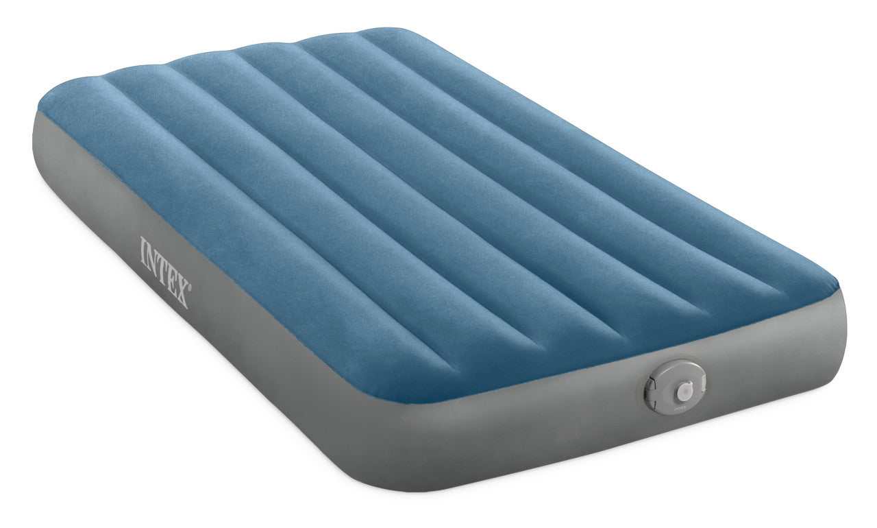 INTEX Twin Dura-Beam Prestige Downy Airbed – 10in Fiber-Tech Inflatable Mattress with Built-in AC Electric Pump