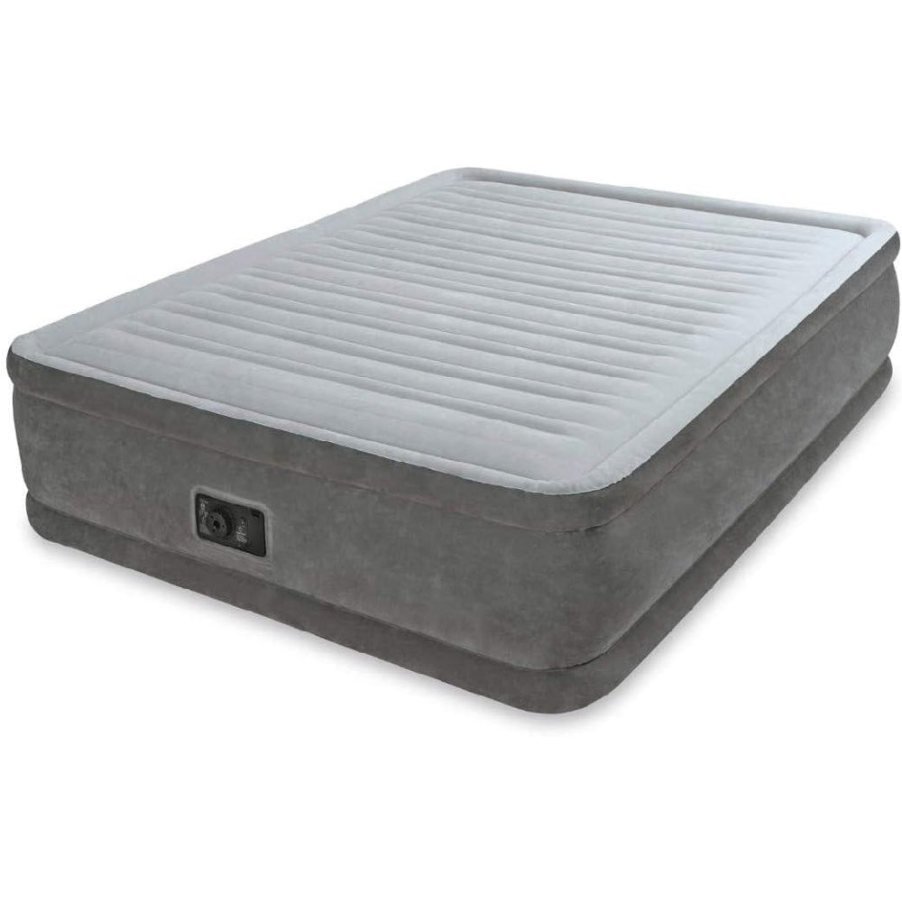 INTEX Queen Comfort-Plush Elevated Airbed – Dura-Beam Deluxe 18in Inflatable Mattress with Built-in AC Pump