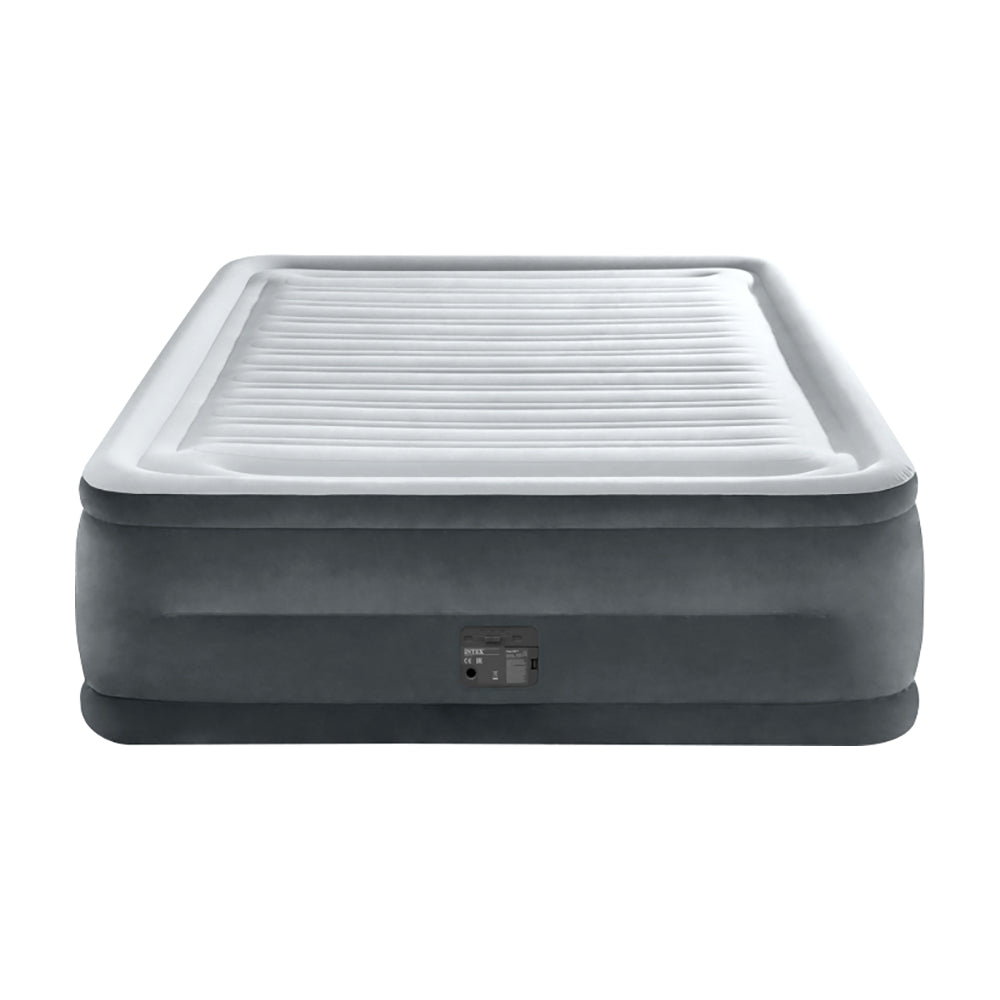 INTEX Queen Dura-Beam Hi-Rise Elevated Airbed – 20in High Inflatable Guest Mattress with Internal Electric Pump