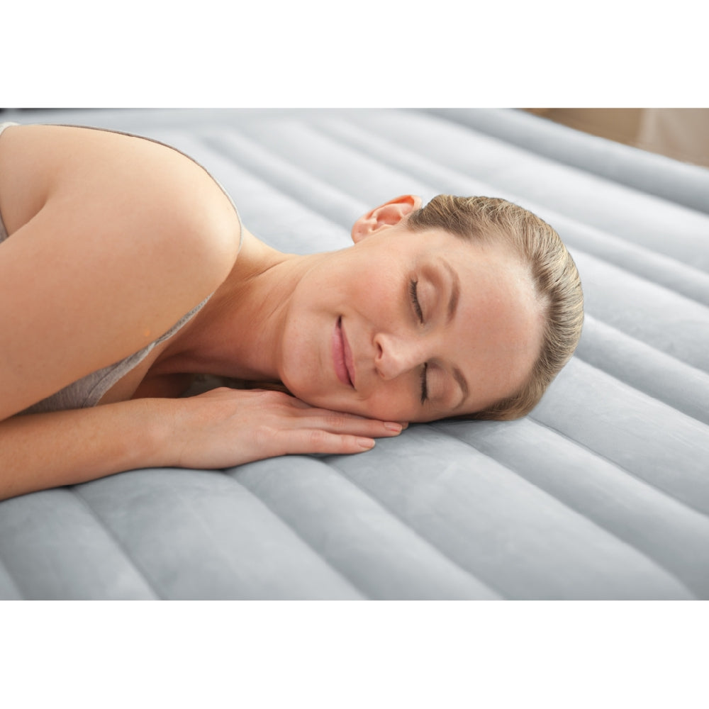 INTEX Queen Dura-Beam Hi-Rise Elevated Airbed – 20in High Inflatable Guest Mattress with Internal Electric Pump - Image 7
