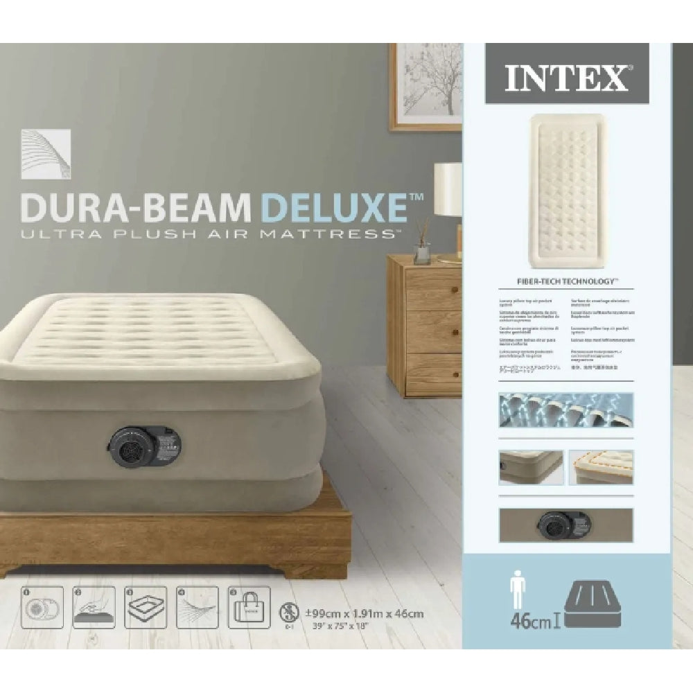 INTEX Twin Ultra Plush Airbed with Fiber-Tech – 18in Elevated Inflatable Mattress for Luxury Guest Sleeping - Image 5