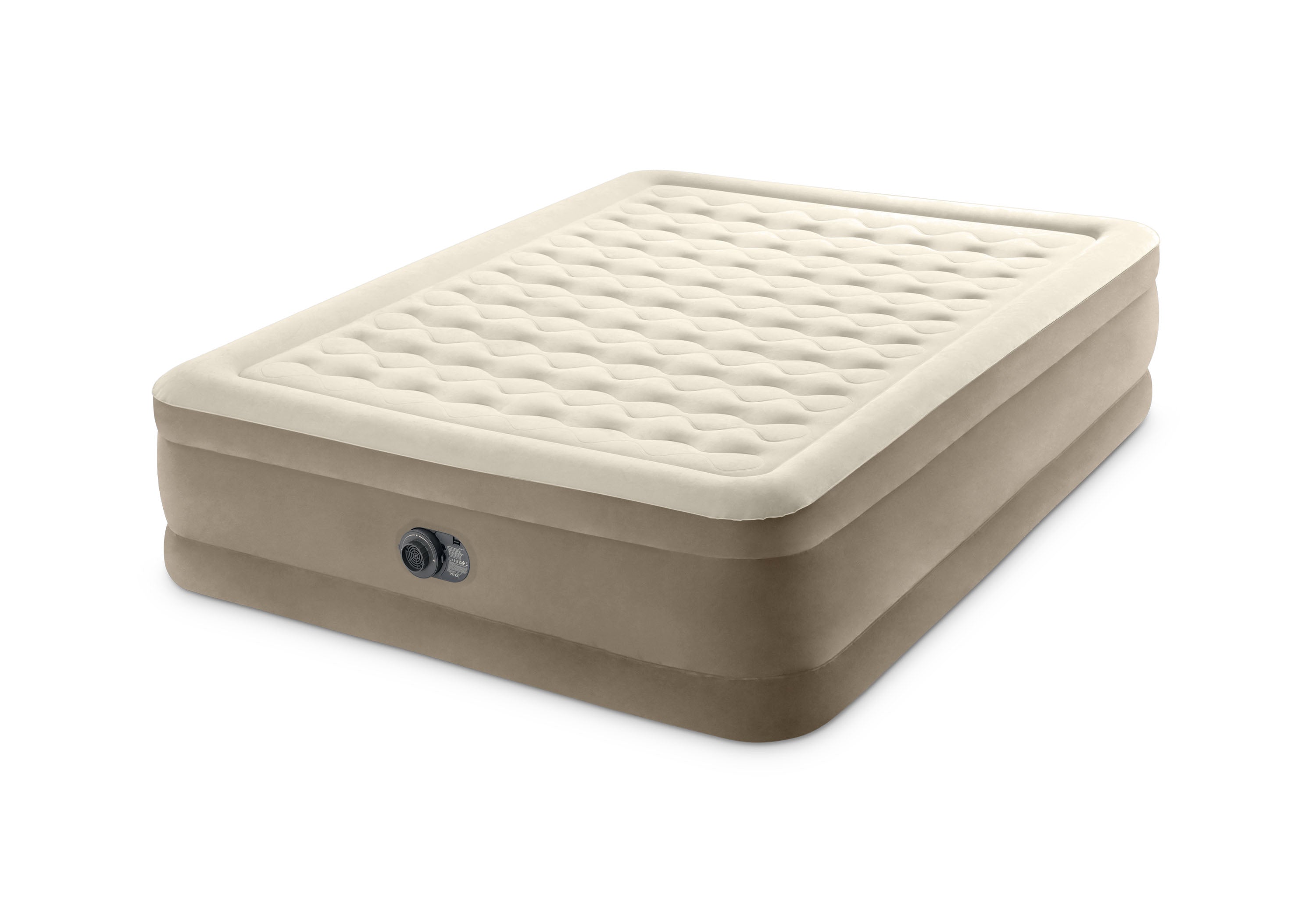 INTEX Queen Ultra Plush Headboard Airbed – Fiber-Tech Bed with Electric Pump