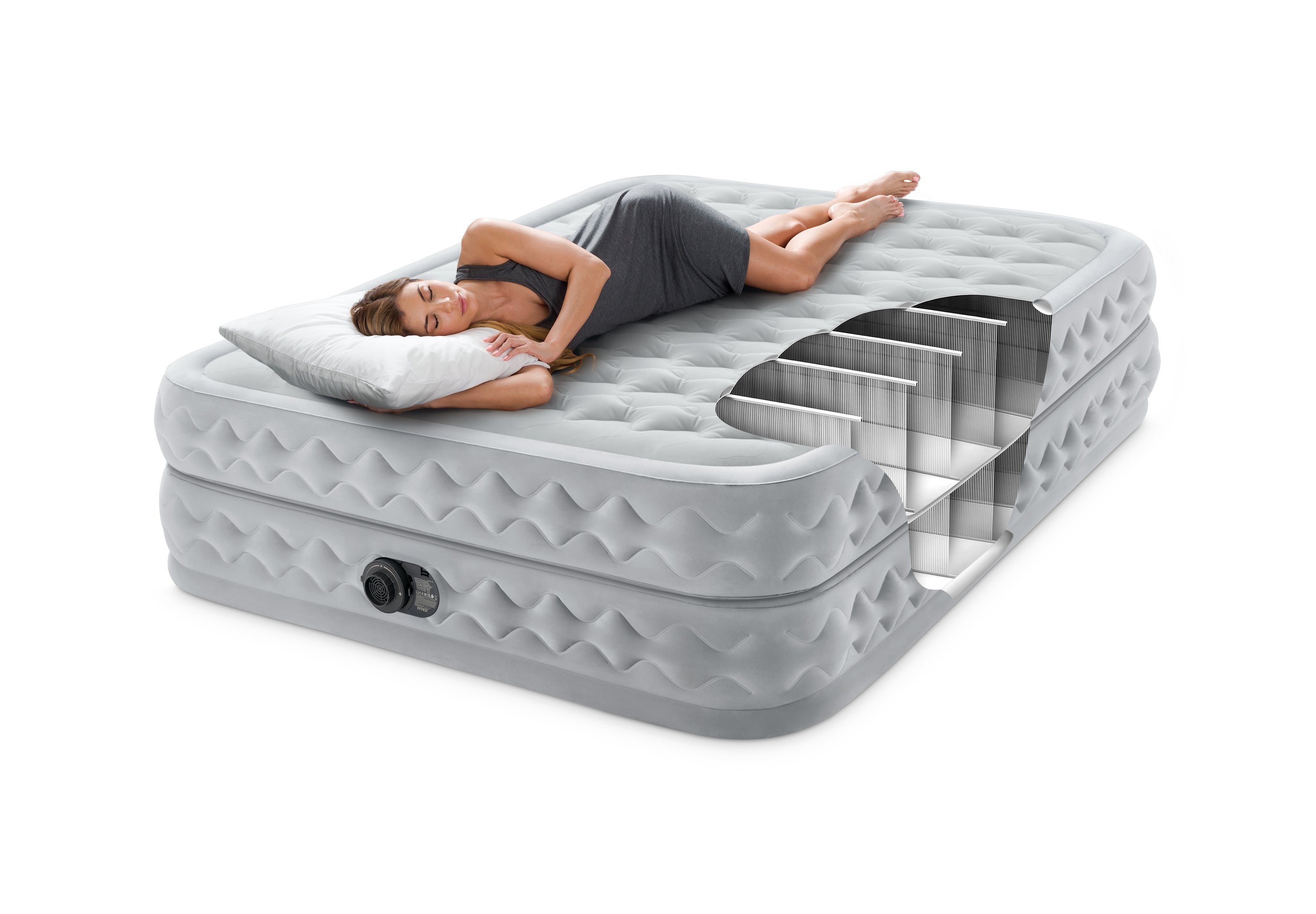 INTEX Queen Supreme Air-Flow Airbed – 20in Elevated Mattress with Electric Pump