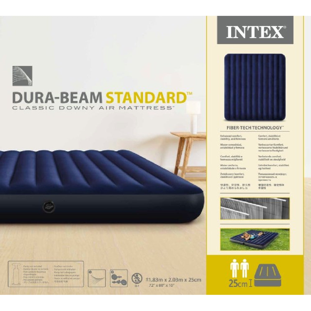INTEX Dura-Beam Downy Air Mattress – Full Size Fiber-Tech Standard Inflatable Bed for Home & Camping - Image 4