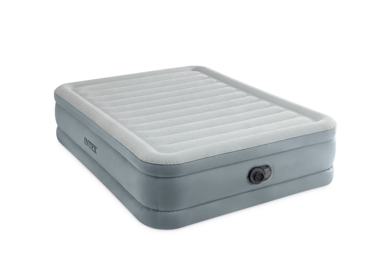 INTEX Queen Trend Premium Comfort Airbed – Velvety Flocked Surface 18in High Inflatable Mattress with Pump - Image 2
