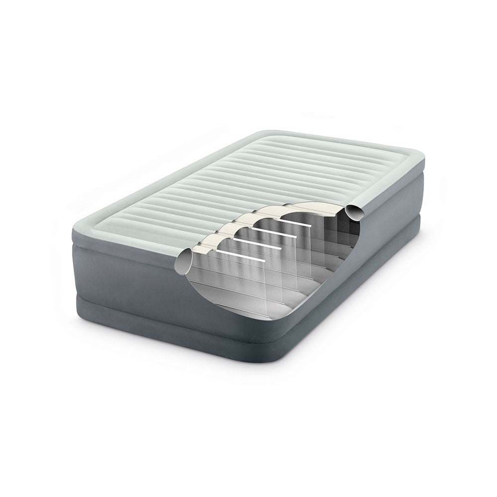 INTEX Twin PremAire Elevated Airbed with Fiber-Tech – Premium Inflatable Mattress with Luxury Flocked Top & Pump - Image 2