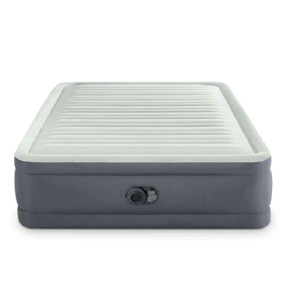 INTEX Full Size PremAire Elevated Airbed with Fiber-Tech – 18in High Inflatable Guest Bed with Built-in Electric Pump
