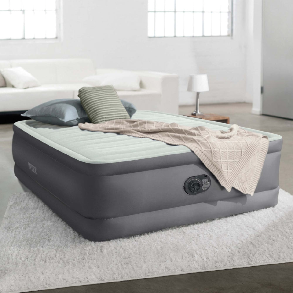INTEX Full Size PremAire Elevated Airbed with Fiber-Tech – 18in High Inflatable Guest Bed with Built-in Electric Pump - Image 5