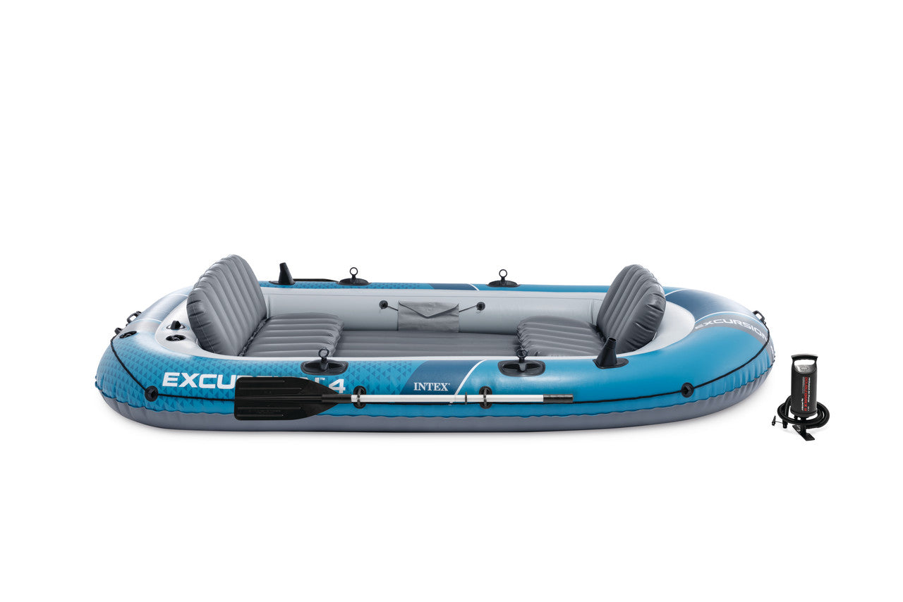 INTEX Excursion 4 Premium Inflatable Boat – 4-Person Professional Rowing & Fishing Raft with All-Inclusive Set - Image 2