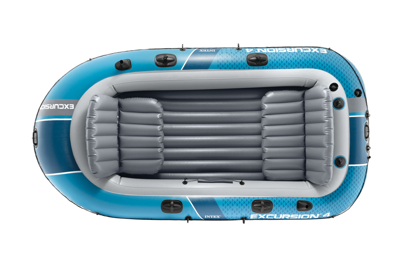 INTEX Excursion 4 Premium Inflatable Boat – 4-Person Professional Rowing & Fishing Raft with All-Inclusive Set - Image 3