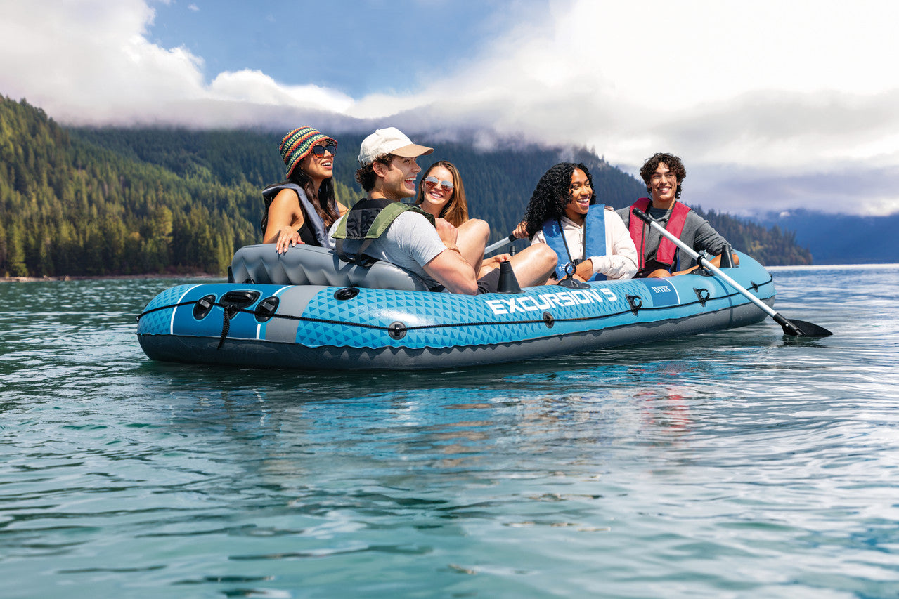 INTEX Excursion 5 Premium Inflatable Boat – 5-Person Family Fishing Raft with Inflatable Seats & Aluminum Oars - Image 6