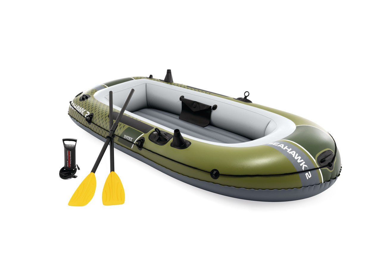 INTEX Seahawk 2 Adventure Inflatable Boat – 2-Person Durable Fishing & Rowing Raft with Oar Locks & Pump