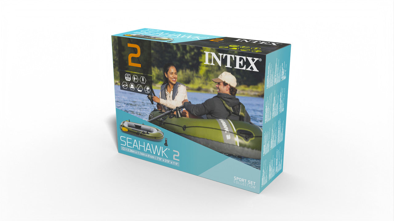 INTEX Seahawk 2 Adventure Inflatable Boat – 2-Person Durable Fishing & Rowing Raft with Oar Locks & Pump - Image 7