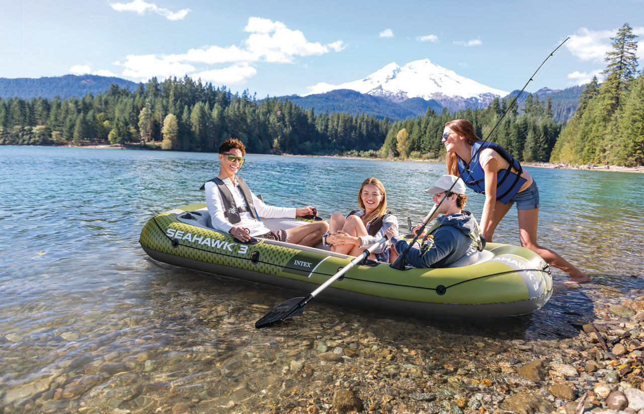 INTEX Seahawk 3 Adventure Inflatable Boat – 3-Person Professional Fishing Raft with Oars & Gear Pouches - Image 4