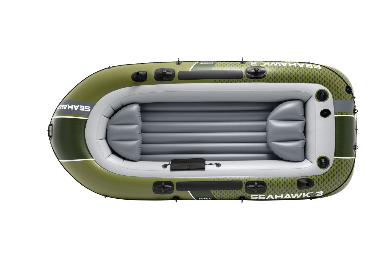 INTEX Seahawk 3 Adventure Inflatable Boat – 3-Person Professional Fishing Raft with Oars & Gear Pouches - Image 2