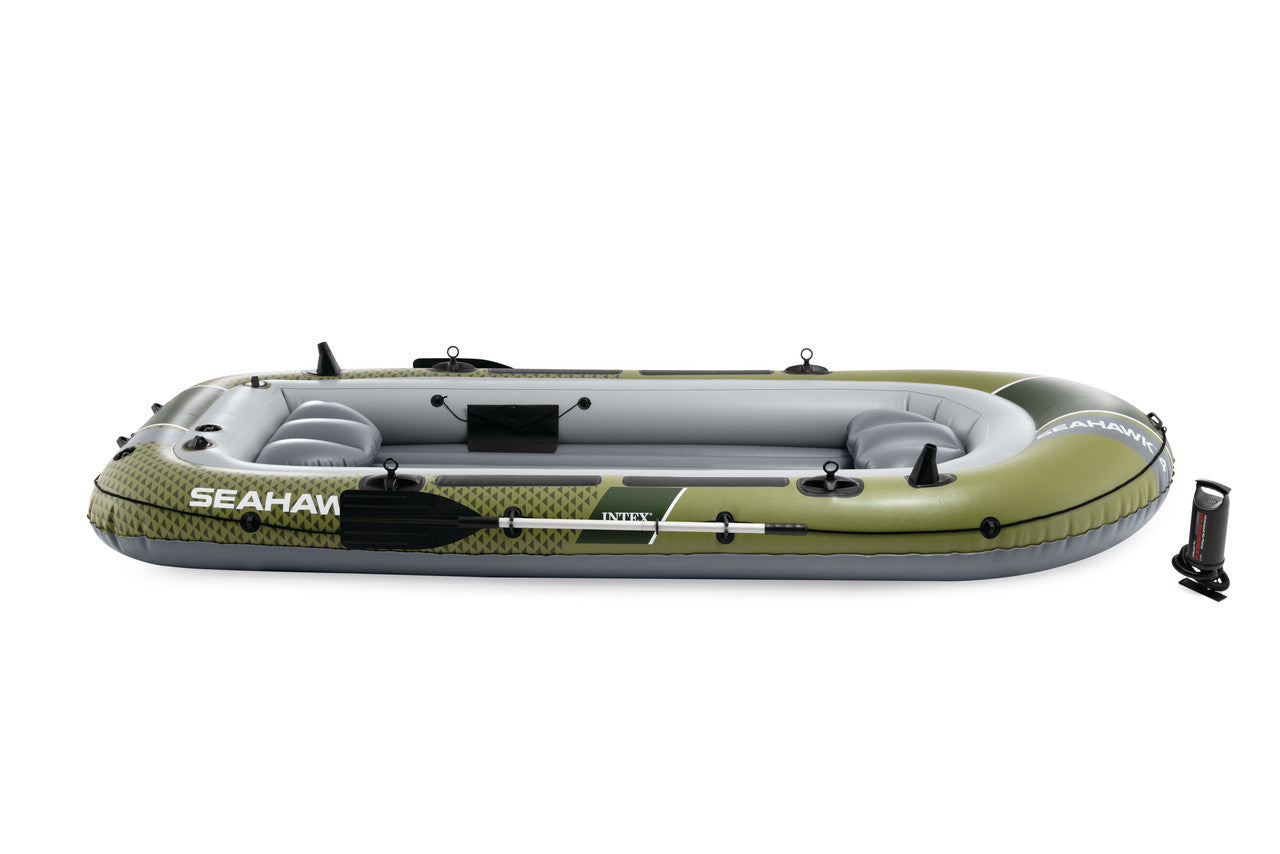 INTEX Seahawk 4 Adventure Inflatable Boat – 4-Person Heavy-Duty Recreational Boat with Fishing Rod Holders - Image 2