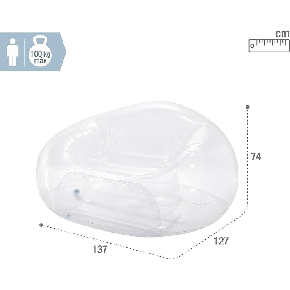 INTEX Transparent Beanless Inflatable Chair – Modern Bubble Seat Design with Soft Flocked Surface for Lounging - Image 3