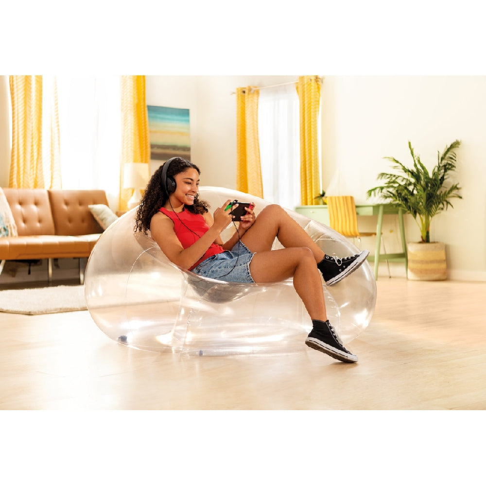 INTEX Transparent Beanless Inflatable Chair – Modern Bubble Seat Design with Soft Flocked Surface for Lounging - Image 7