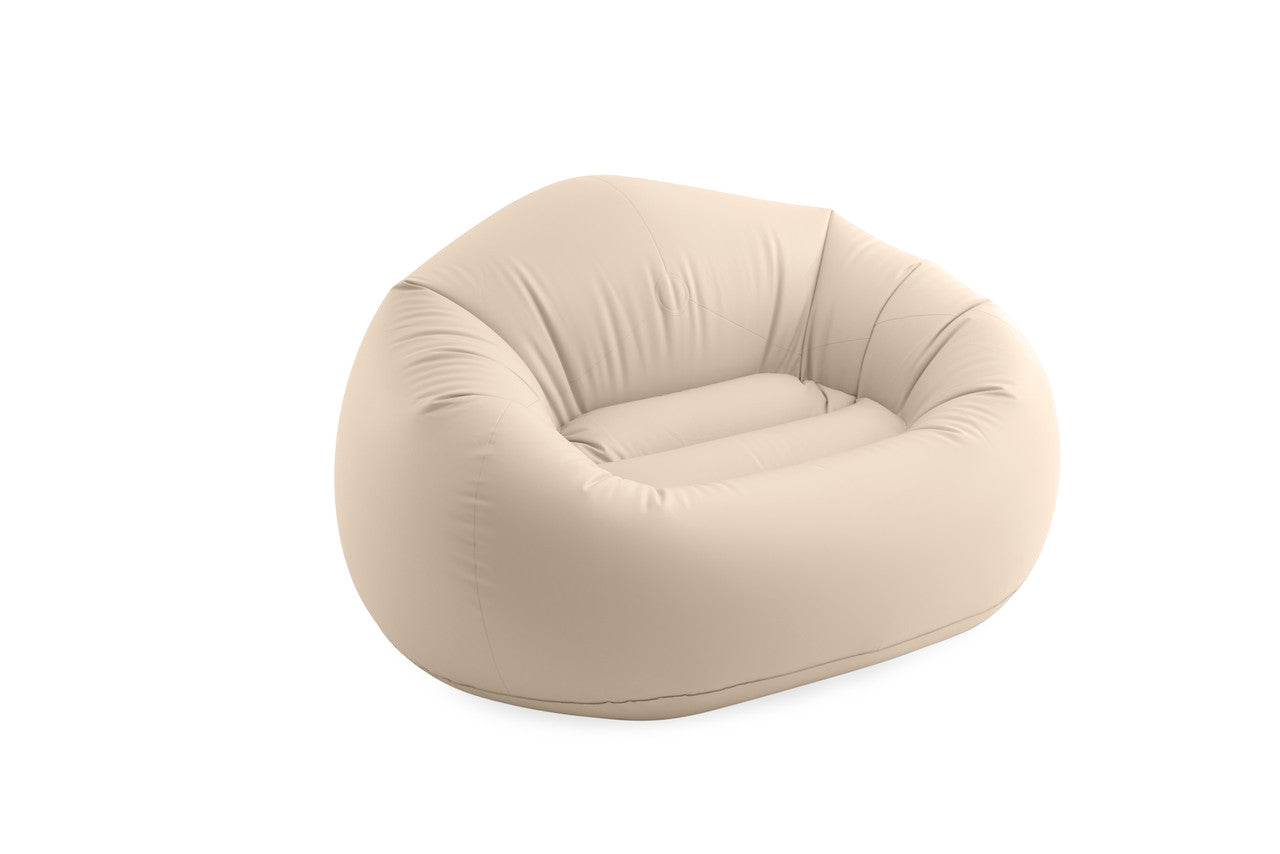 INTEX Modern Beanless Bag Inflatable Chair – Comfortable Flocked Surface Lounge Seat for Dorms & Living Rooms