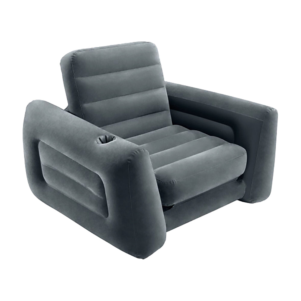 INTEX 2-in-1 Pull-Out Inflatable Chair & Twin Guest Bed – Space-Saving Flocked Lounger for Dorms & Camping