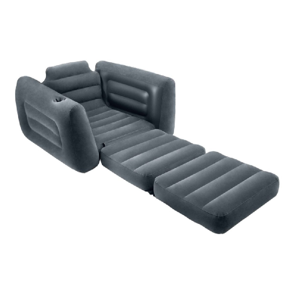 INTEX 2-in-1 Pull-Out Inflatable Chair & Twin Guest Bed – Space-Saving Flocked Lounger for Dorms & Camping - Image 2