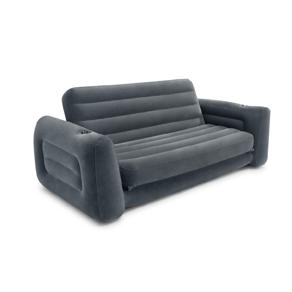 INTEX 2-in-1 Pull-Out Inflatable Sofa & Guest Bed – Queen Size Flocked Surface Lounger for Camping & Living Rooms - Image 2