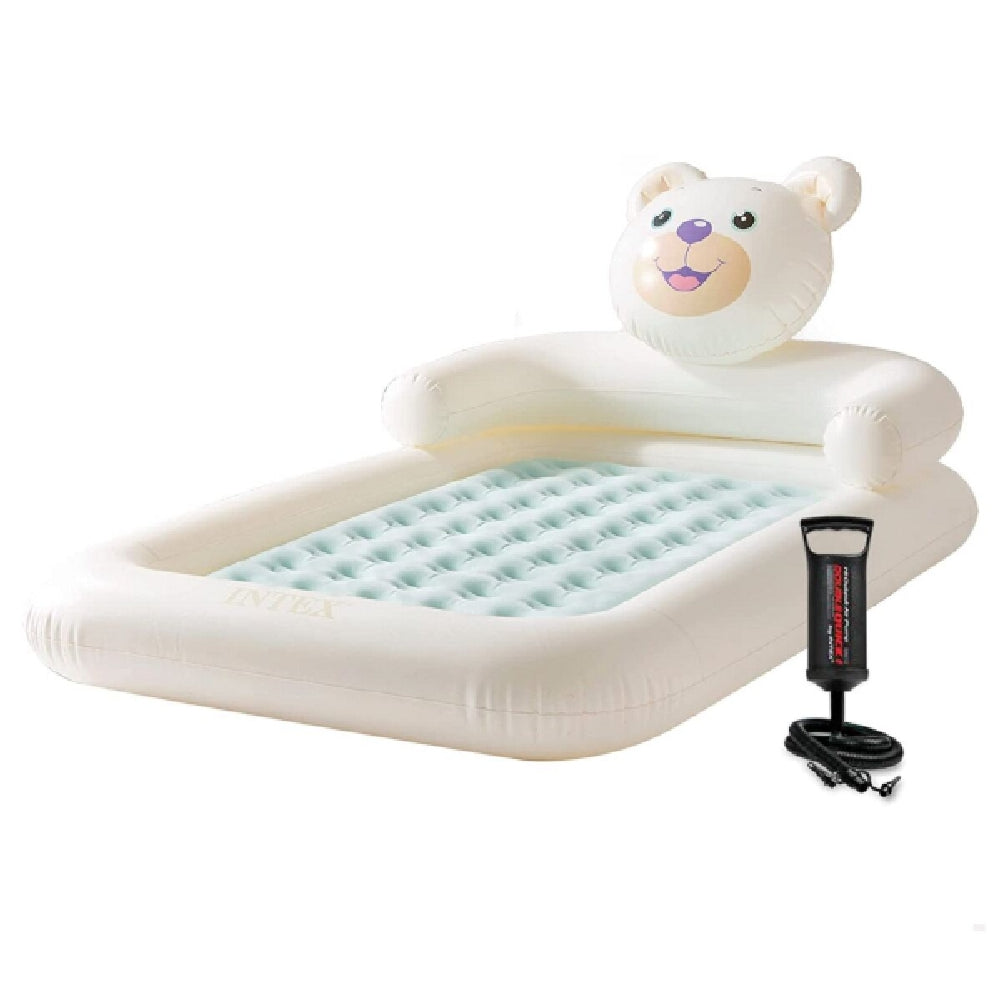 INTEX Teddy Bear Kidz Travel Bed – Adorable Inflatable Toddler Bed with Cozy Flocked Finish & Safety Walls - Image 2