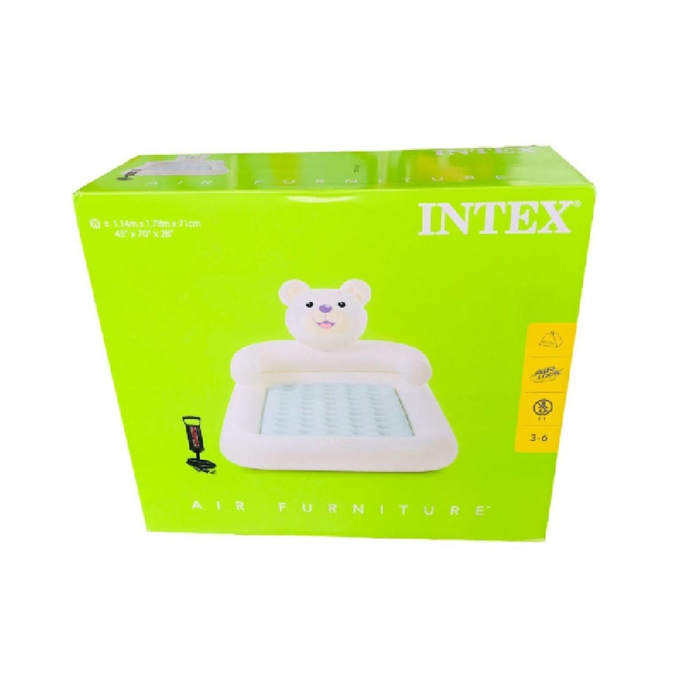INTEX Teddy Bear Kidz Travel Bed – Adorable Inflatable Toddler Bed with Cozy Flocked Finish & Safety Walls - Image 3