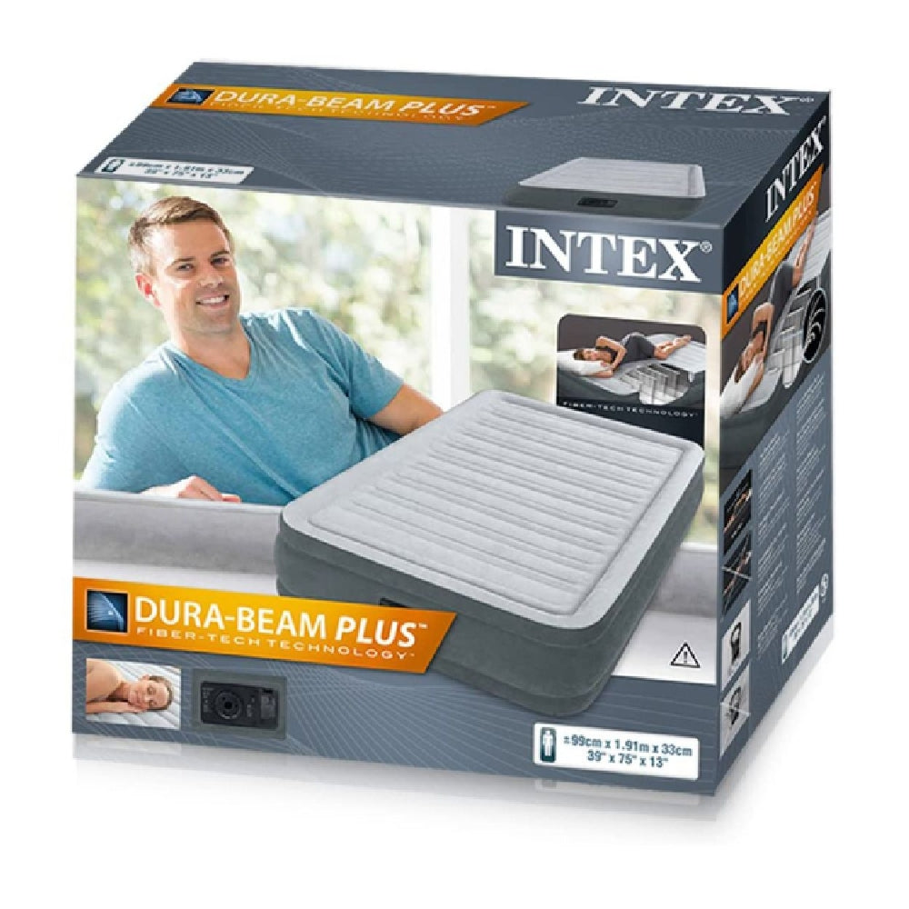 INTEX Dura-Beam Plus Comfort-Plush Air Mattress – Queen Size 13in High Inflatable Bed with Internal AC Pump - Image 4